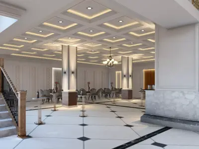 Neoclassical Banquet Hall Exterior Realistic 3D Model 3D model