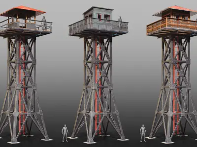 Game-ready Watchtower Set 1 Low-poly 3D model