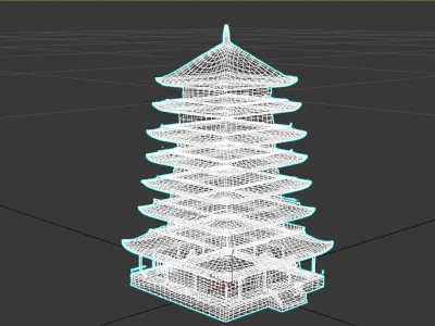 Ancient Asian Pagoda - Stylized 3D Model Low-poly 3D model