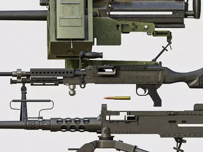 M2 M240 MK19  Low-poly 3D model