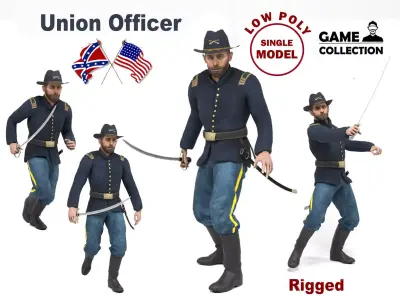 Union Officer Low-poly 3D model