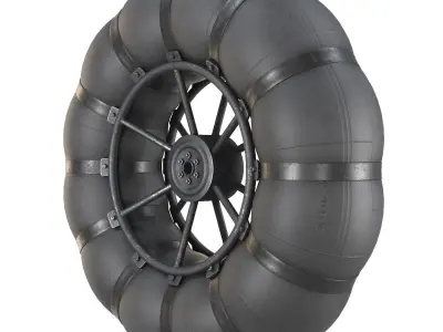 Wheels of an all-terrain vehicle and a swamp 3D model