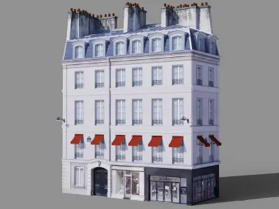 Paris facades Low-poly 3D model