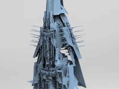 Space colony Military base Towers 2 3D model