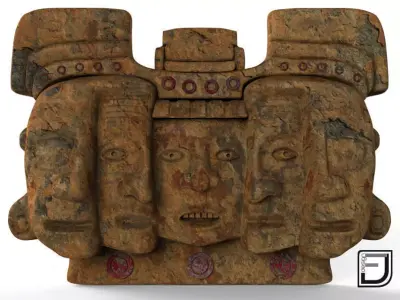 Mayan Mask Three Stages Of The Life 3D model