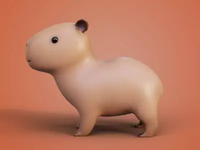 Stylized Low-Poly Capybara  Game-Ready 3D Model Low-poly 3D model