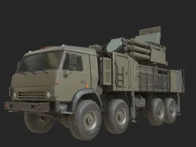 Russian Army Pantsir S1 shell close air defence system Low-poly 3D model