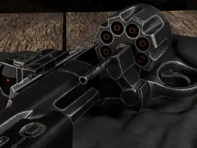 Vintage Revolver Low-poly 3D model