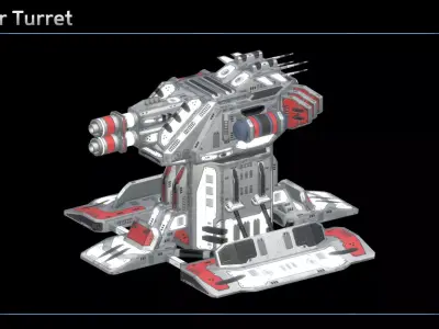 Flamer Turret Low-poly 3D model
