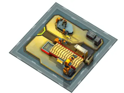 isometrical Mechanical Robot Assembly Conveyor 1 Low-poly 3D model