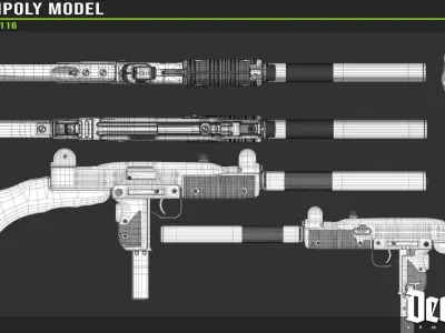 UZI Highpoly model gun 3D model