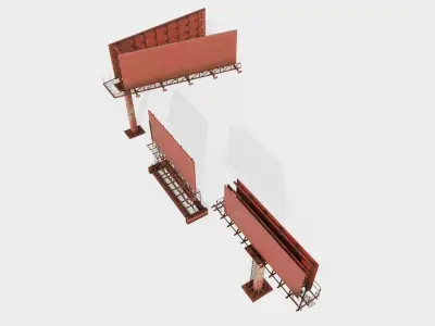 oldy rusty advertisement billboards with 4k pbr game ready Low-poly 3D model