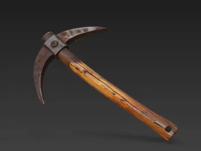 Pickaxe wooden axe 3D model