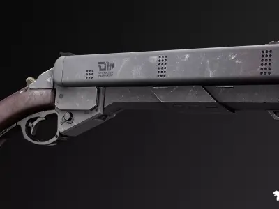 Cyberpunk Shotguns Low-poly 3D model