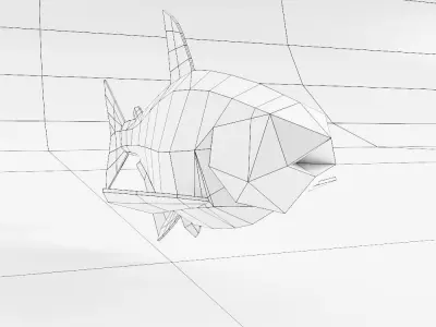 Neon tetra fish low poly 3d model  Low-poly 3D model