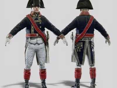 Soldier Napoleon General Rigged Low-poly 3D model