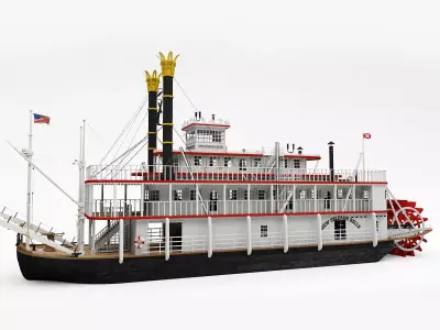 Mississippi River Boat Paddle Steamer 3D 3D model