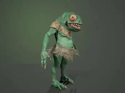 Gecko warrior  Low-poly 3D model