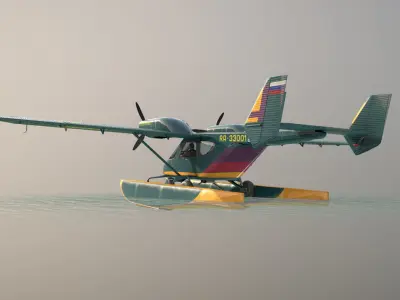 Accord-201 Floatsplane GreenYellow Livery Low-poly 3D model