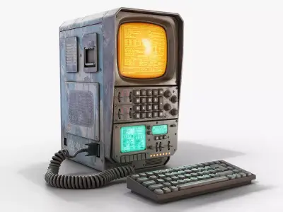 Scifi Retro Computer Low-poly 3D model