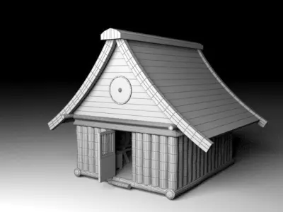 Old medieval house Low-poly 3D model