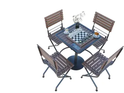 Coffee table and chair vray ready  3D model