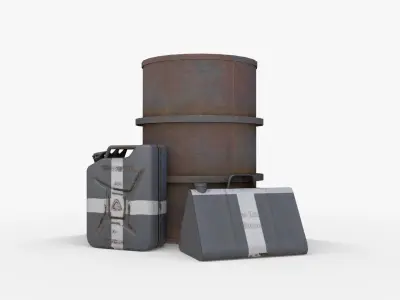 WW2 Water Storage Assets 02 Low-poly 3D model