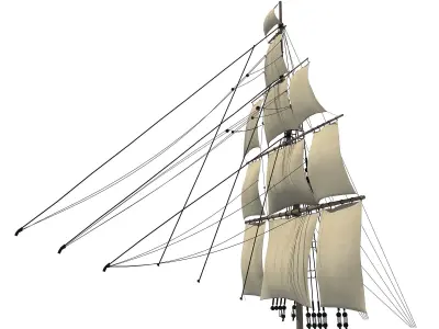 White Sailing Ship Mast 3D model