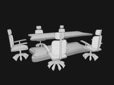 White And Red Futuristic Conference Chair Set 2K 3D model