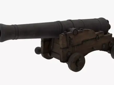Realistic Medieval Cannon Low-poly 3D model