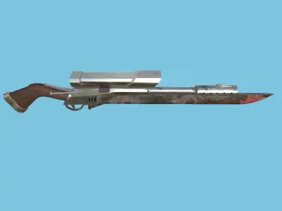 Sniper Gunblade 02 Dirt Blood - Character SciFi Design Low-poly 3D model