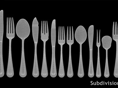 Classic Cutlery 17 Pieces COLLECTION 3D model