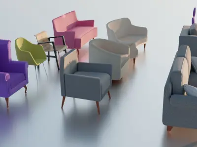 Armchair Pack Free low-poly 3D model