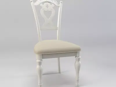 Desk chair - Antique chair - Dining chair - White chair Free low-poly 3D model
