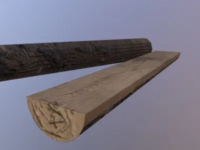 Stump pair of wooden sticks Free low-poly 3D model