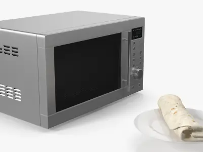 Countertop Microwave With Burrito 3D model