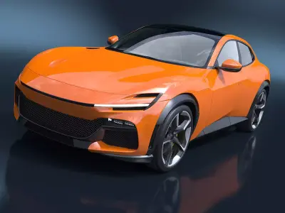 Sports Crossover Car Orange 3D model