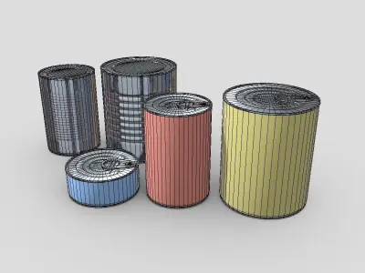 Tin Can Pack Low-poly 3D model