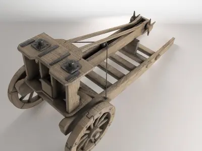 Ballista wooden cannon Low-poly 3D model
