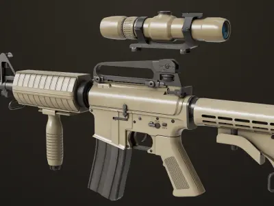 Machine Gun09 Brown All PBR unity UE Textures Low-poly 3D model