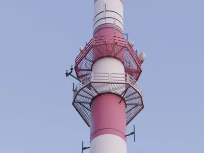 Military Transmission Mast Signalberg Damme Lower Saxony Germany Low-poly 3D model