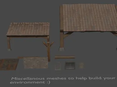 Sighiskor Village - Modular House Set Low-poly 3D model