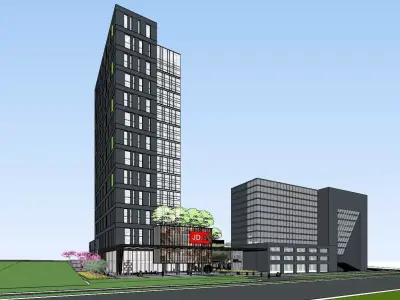 SU model of integrated office building building 3D model