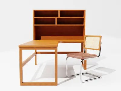 Modern Study Table and Chair Set 3D model