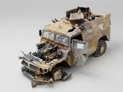 Tigr Tiger infantry mobility vehicle destroyed by Ukrainian army 3D model