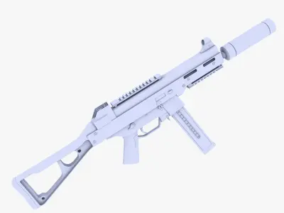 UMP 45 Submachine Gun Supressed 2 Low-poly 3D model