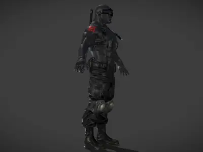 Ninja Dark Soldier Low-poly 3D model