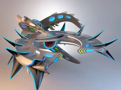 Destroyer Spaceship Concept Low-poly 3D model