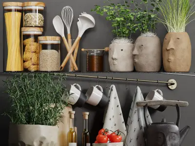 Decorative kitchen set 02 by Systemh11 Low-poly 3D model