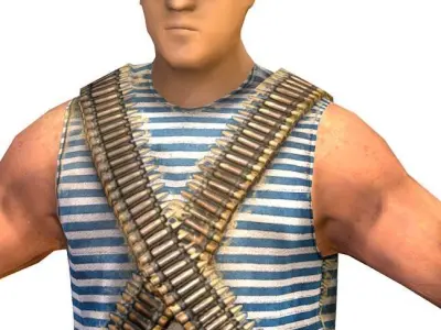 LowPoly Man Old USSR Soldier Low-poly 3D model